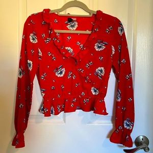 Red Floral Blouse